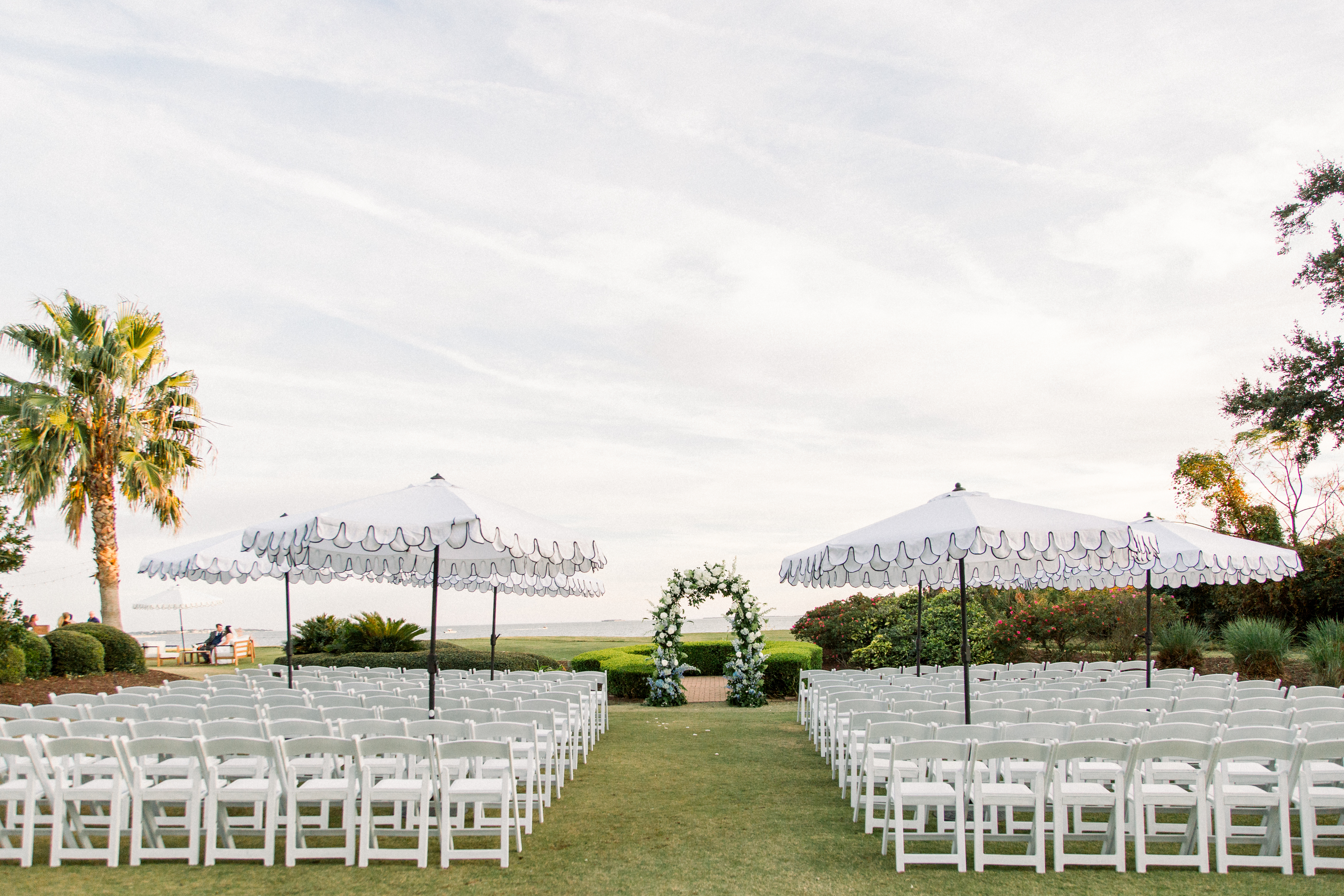 Patriots Point Wedding Murray 558 taylor rae photog mod events scallop umbrella white structure