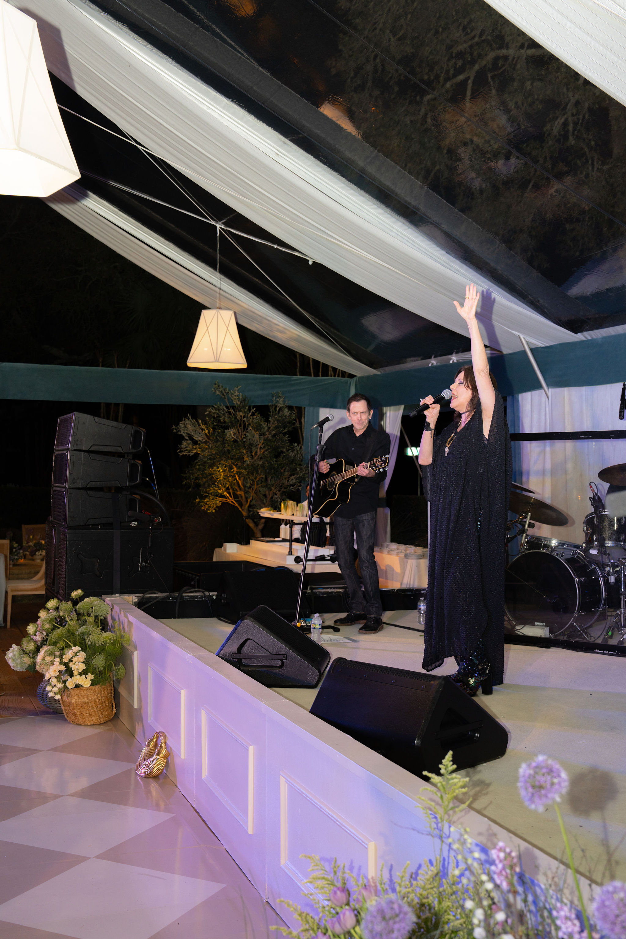Stacies40th Haley Kelly Events Cameron Wilder 570 private home stage surround carpet plank clear top