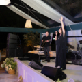 Stacies40th Haley Kelly Events Cameron Wilder 570 private home stage surround carpet plank clear top