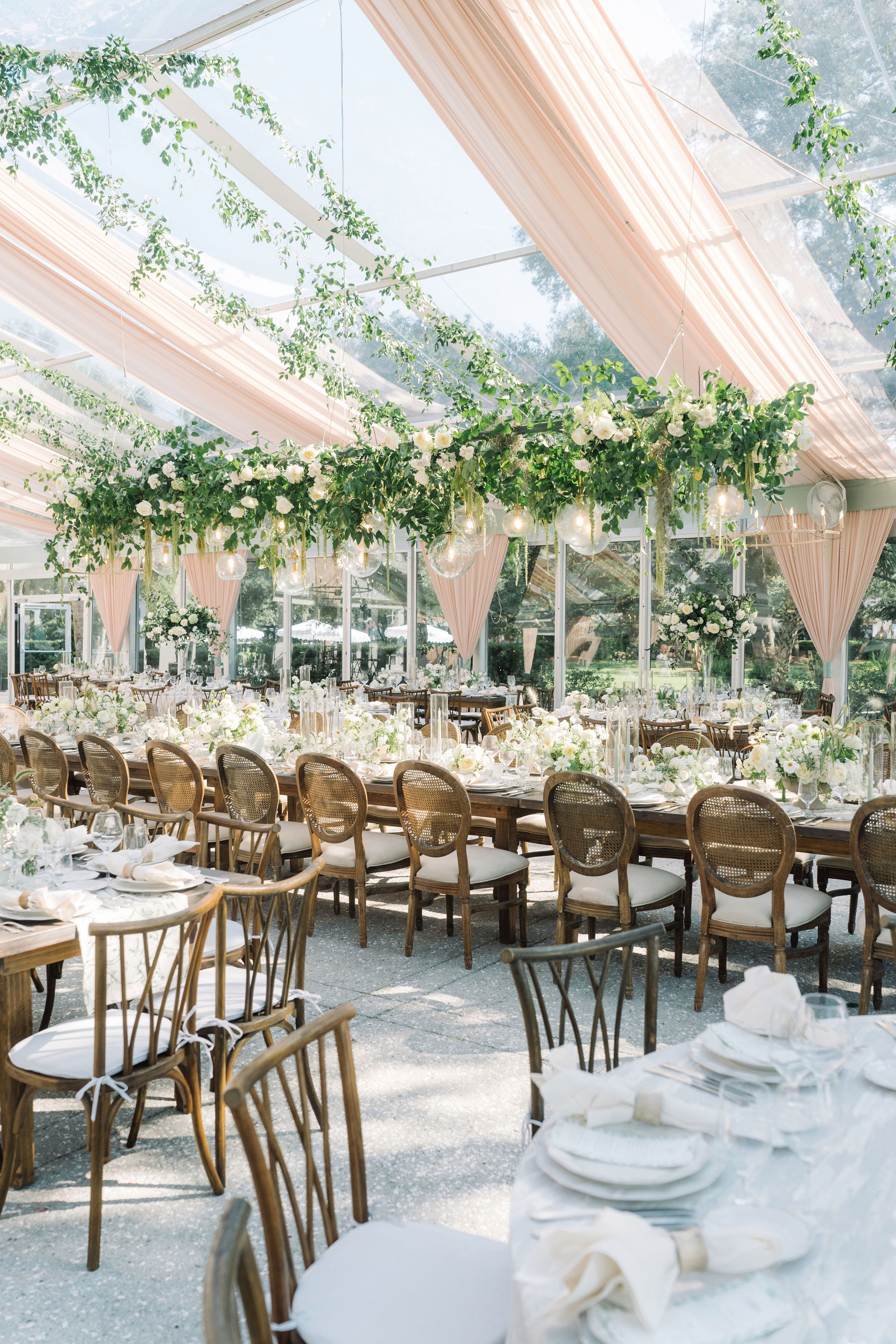 Leigh Davin Lowndes Grove Wedding 456 ANDERSON aaron and jillian photog willow cane back antique tables open gable