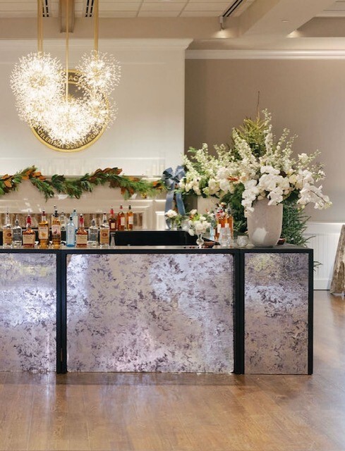 Black harlow bar with mirror insert corner carolina occasions carolina yacht club