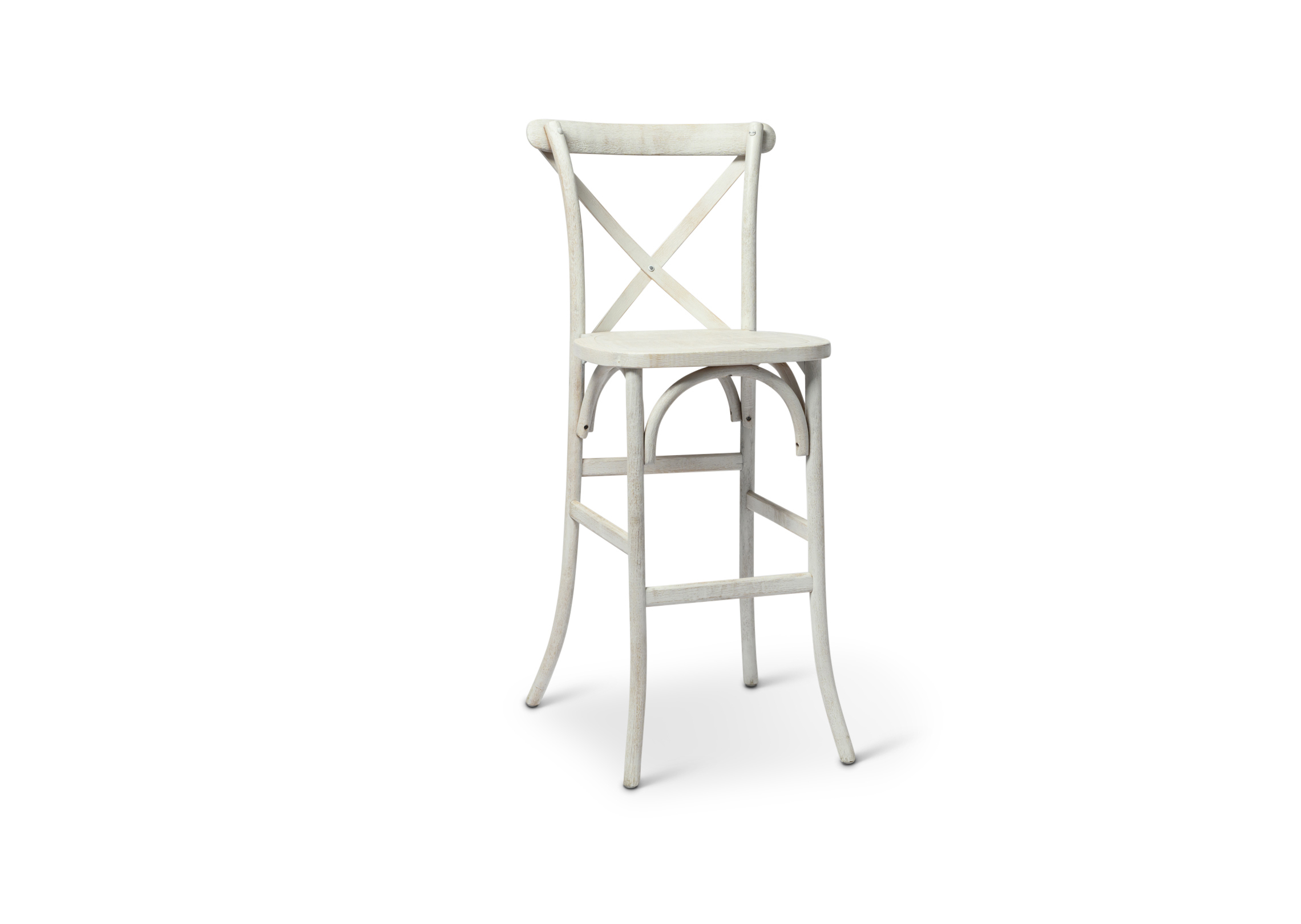 Whitewash X-Back Farm Stool