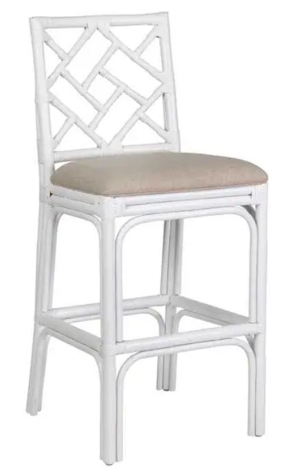White Rattan Bar Stool